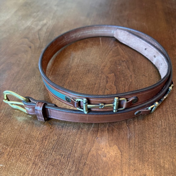 Tory Leather Accessories - Tory Belt Women 36 Brown Snaffle Bit 2305 English Bridle Leather Equestrian USA